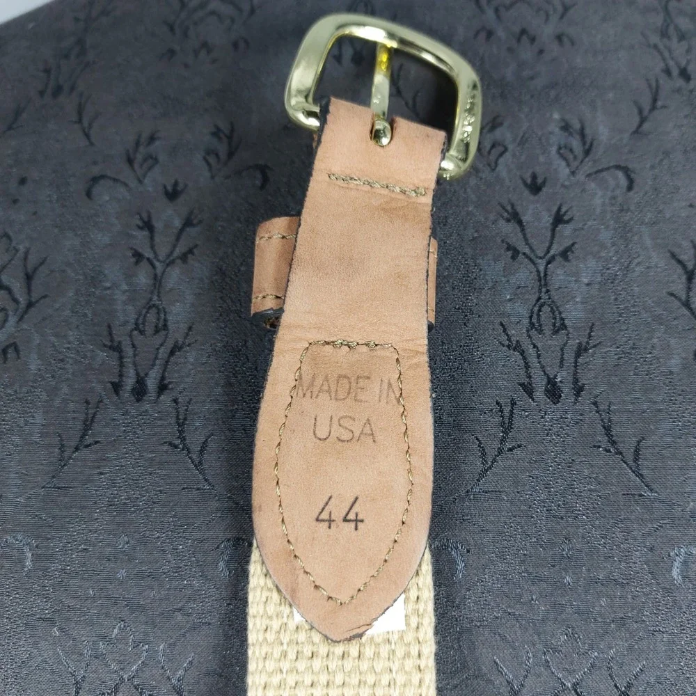 World Wide Sportsman Marlin Ribbon Belt Size 44 Blue On Brown Leather USA